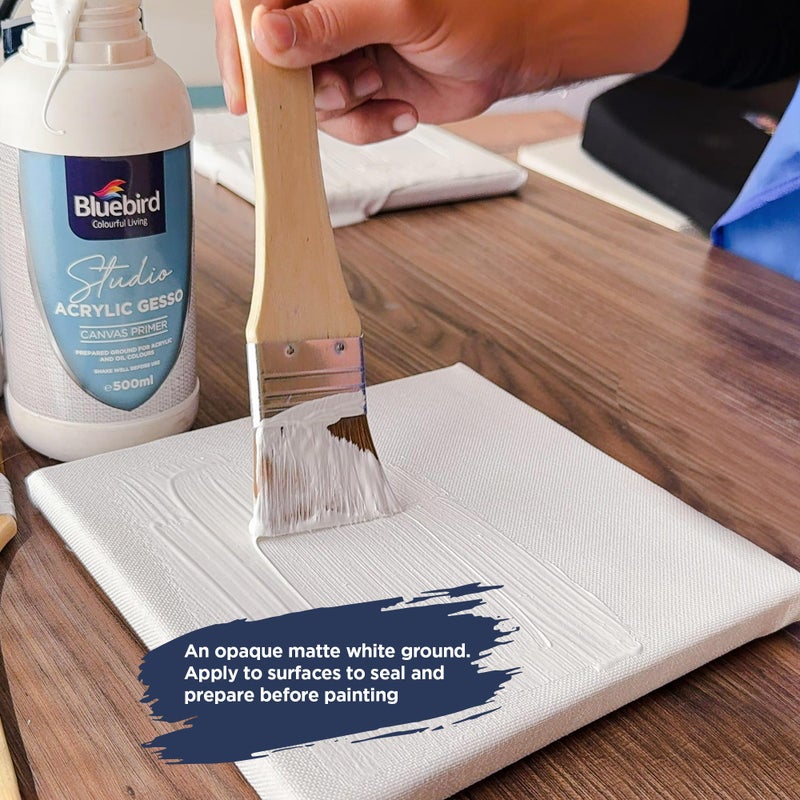 BLUEBIRD Studio Acrylic Gesso - Liquid Gesso Primer for Arylic Painting, Surface Prep Medium (White, 16.9 Fl Oz) - Image 4